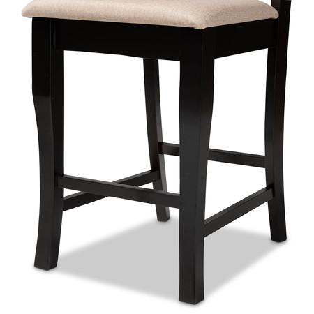 Baxton Studio Nisa Sand Upholstered Espresso Finished 2-Piece Counter Stool Set 158-9768